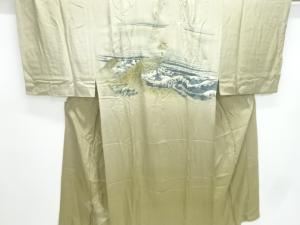 アンティーク　冨獄三十六景模様単衣男物長襦袢